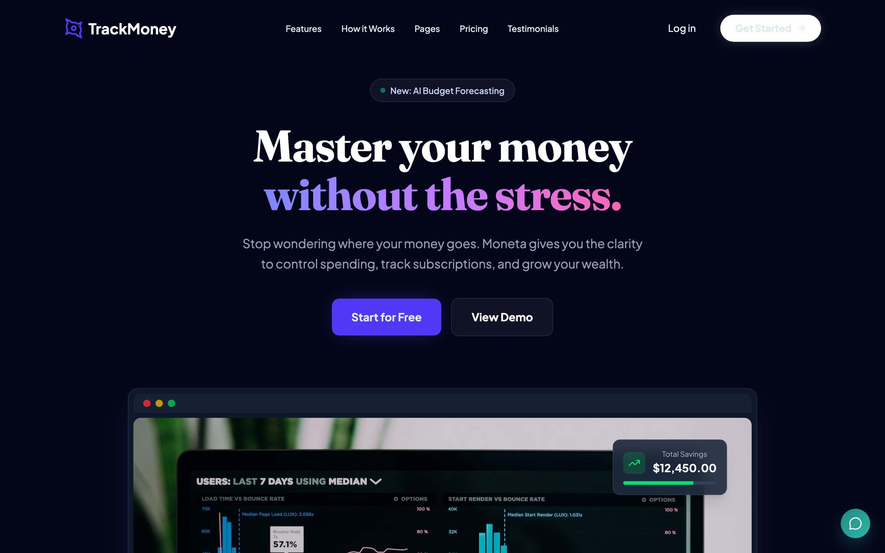 TrackMoney — Personal Finance Platform — live product screenshot