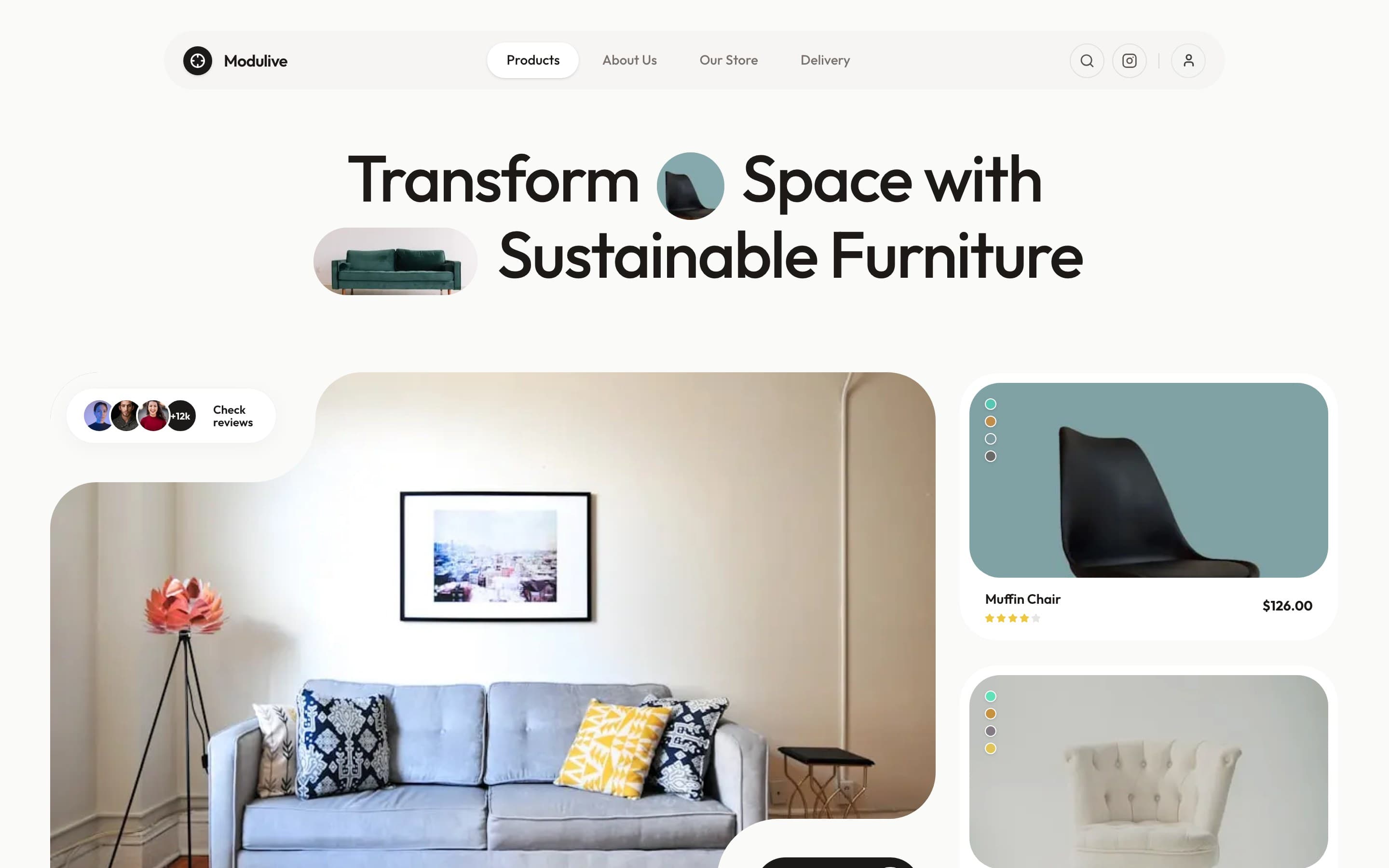 Modulive — Sustainable Furniture Store — live product screenshot
