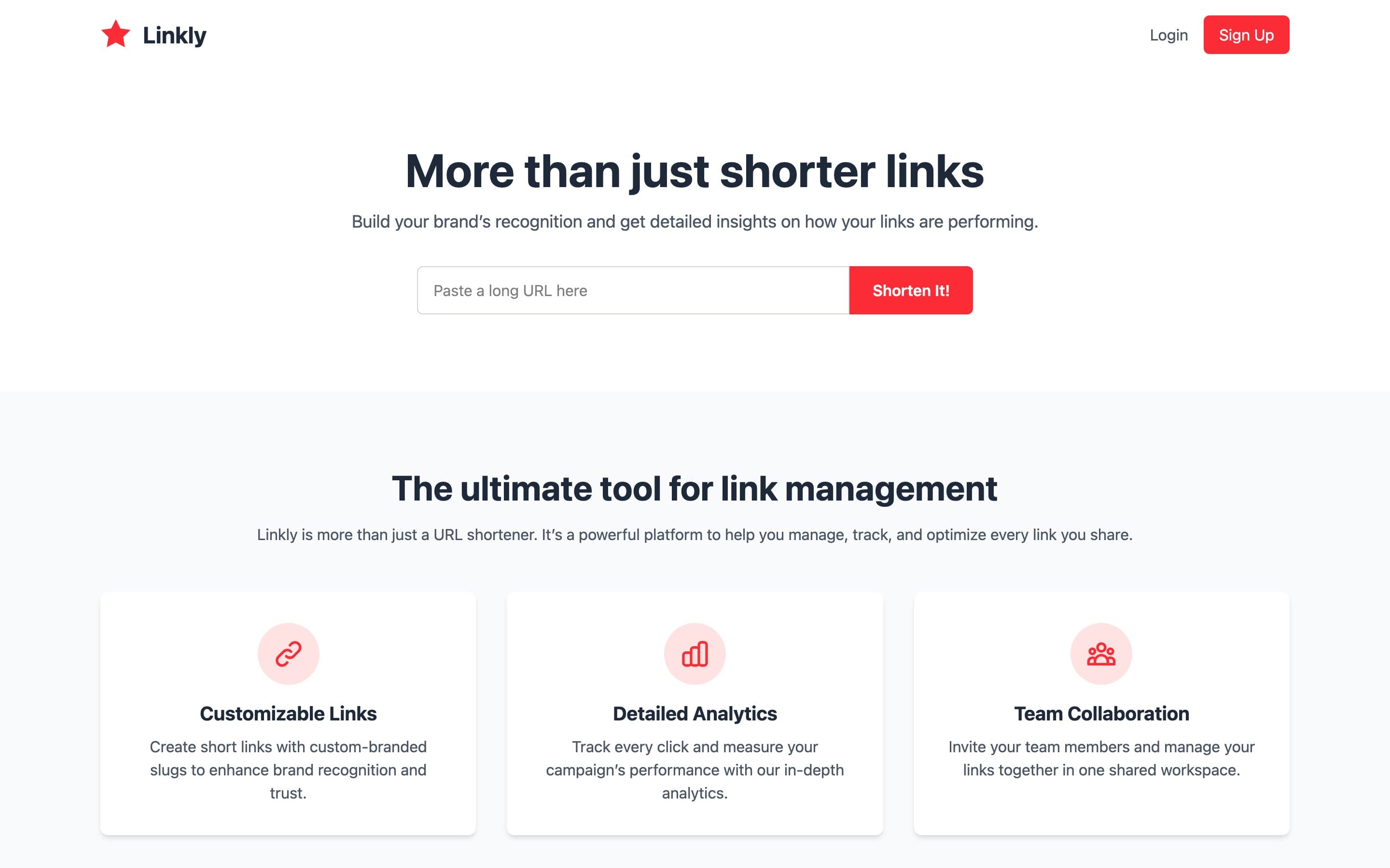 Linkly — URL Shortener & Link Analytics — live product screenshot